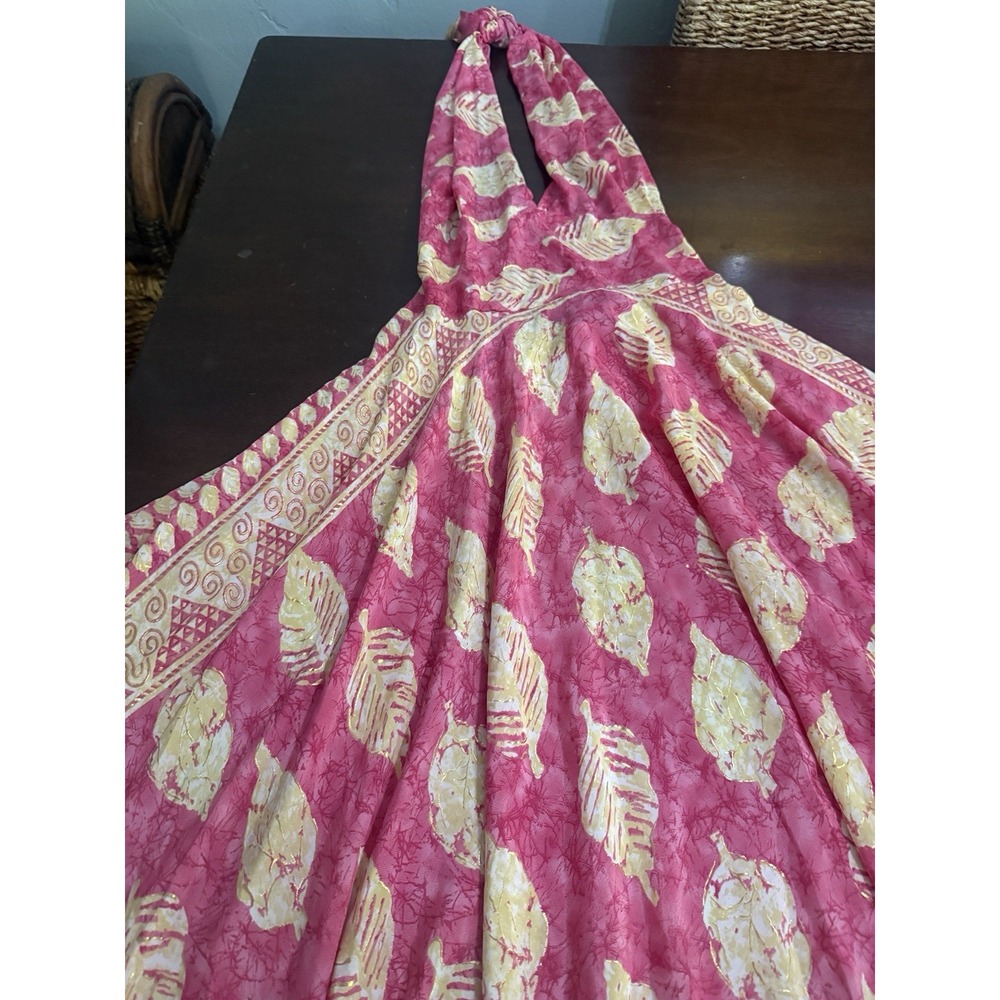 Pink and Yellow Halter-style Maxi Dress (See Pics For Size Measurements)